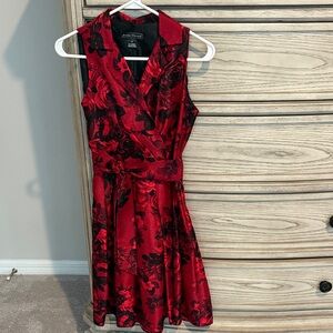 Jessica Howard Red and Black Floral Midi Dress